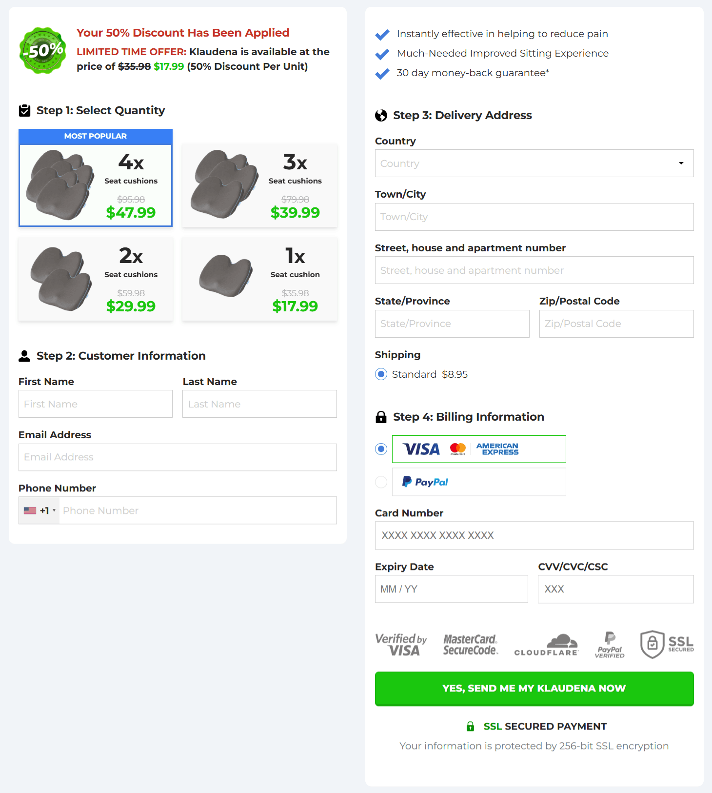 Klaudena Seat Cushion checkout page